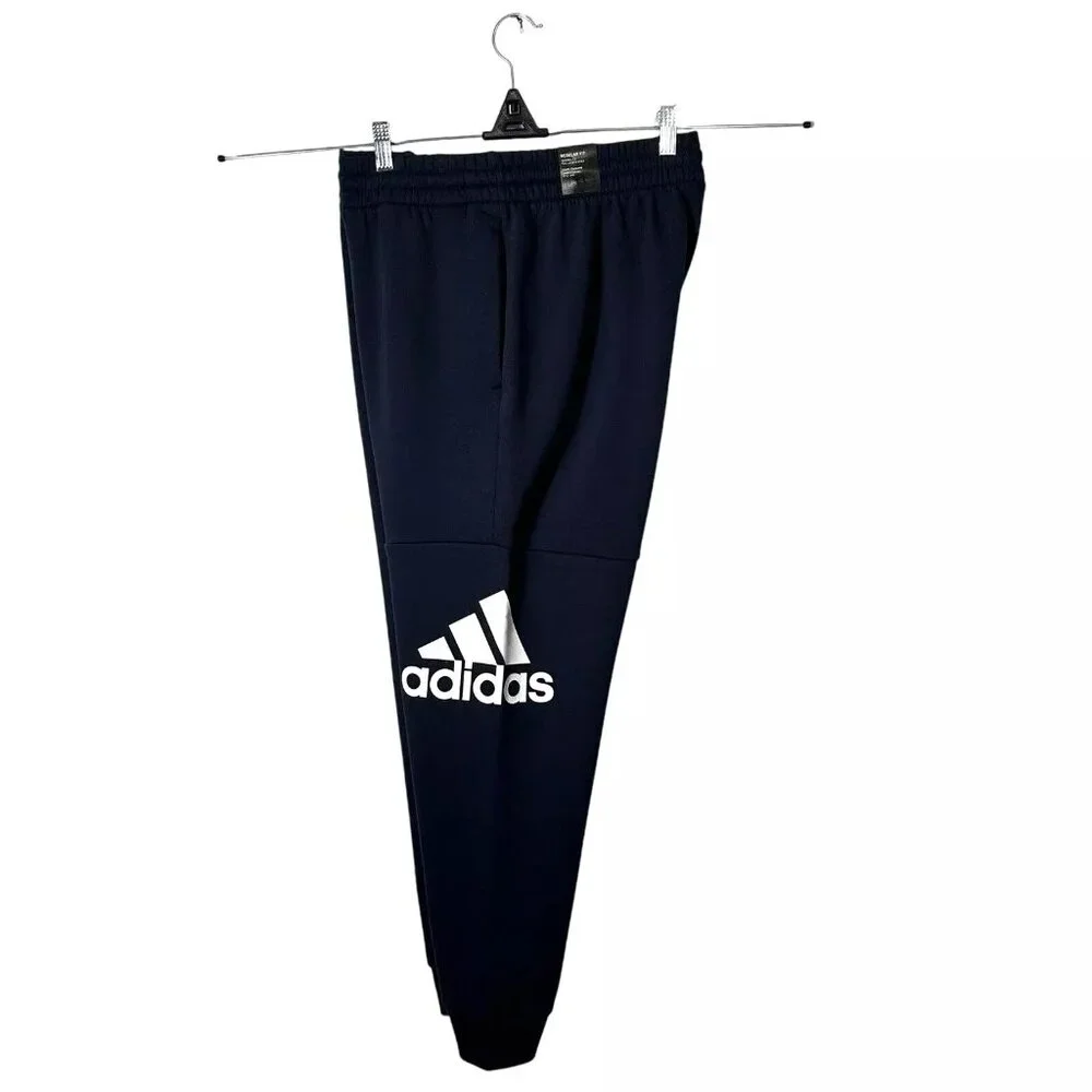 Adidas Men's‎ Fleece Jogger Pants Size XL (35X28) Navy Blue /White Tapered Leg